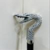 Victorian Style Wooden Walking Stick, Silver Brass Snake Head Handle, Black Wood Shaft, 37 Inch Length, Handmade Decorative Cane view 2