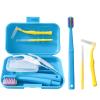 6-in-1 Orthodontic Oral Care Kit with Case Detachable Toothbrush, Interdental Brush, Dental Floss Pick, Toothpick Brush, Dental Wax with Cutter, Elastic Hook Set for Braces Daily Travel Use (Blue) view 1
