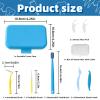 6-in-1 Orthodontic Oral Care Kit with Case Detachable Toothbrush, Interdental Brush, Dental Floss Pick, Toothpick Brush, Dental Wax with Cutter, Elastic Hook Set for Braces Daily Travel Use (Blue) view 2