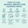 Snugell Breast Pump Wipes, 120 Count (12 Individually Wrapped Packs) - No-Rinse, Hypoallergenic, Unscented Cleaning Wipes - Safe for Pump Parts, Bottles, Pacifiers and Accessories - Travel Friendly view 4