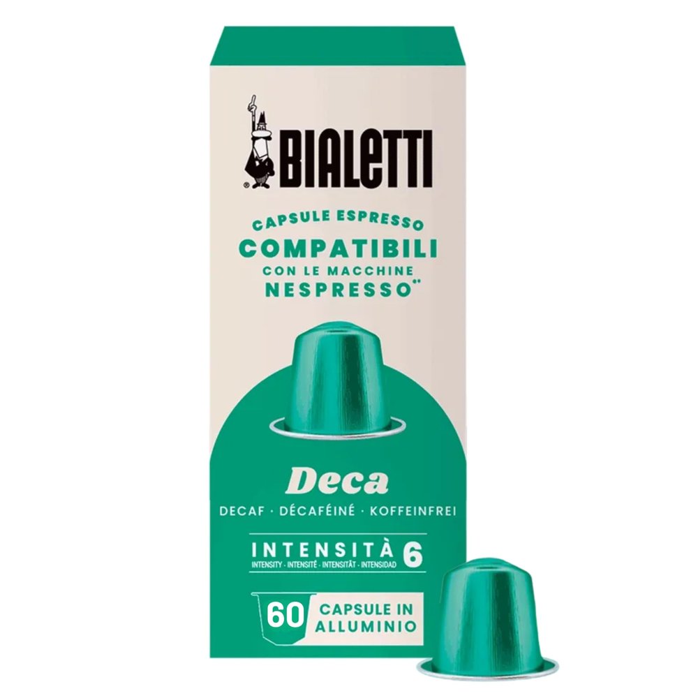 Bialetti Decaf Espresso Capsules 60 Pack Original Line Compatible Pods, Intensity 6, Light Balanced Decaffeinated Coffee with Spicy Rounded Notes