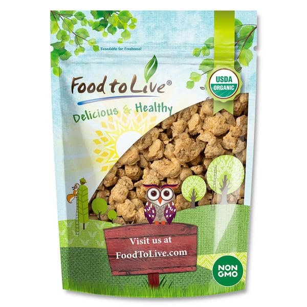 Food to Live Organic Soy Chunks 3 Ounces, Unsalted Nuggets, High Protein. Plant-Based. Meat Alternate Substitute. Non-GMO. Vegan, Kosher, Bulk