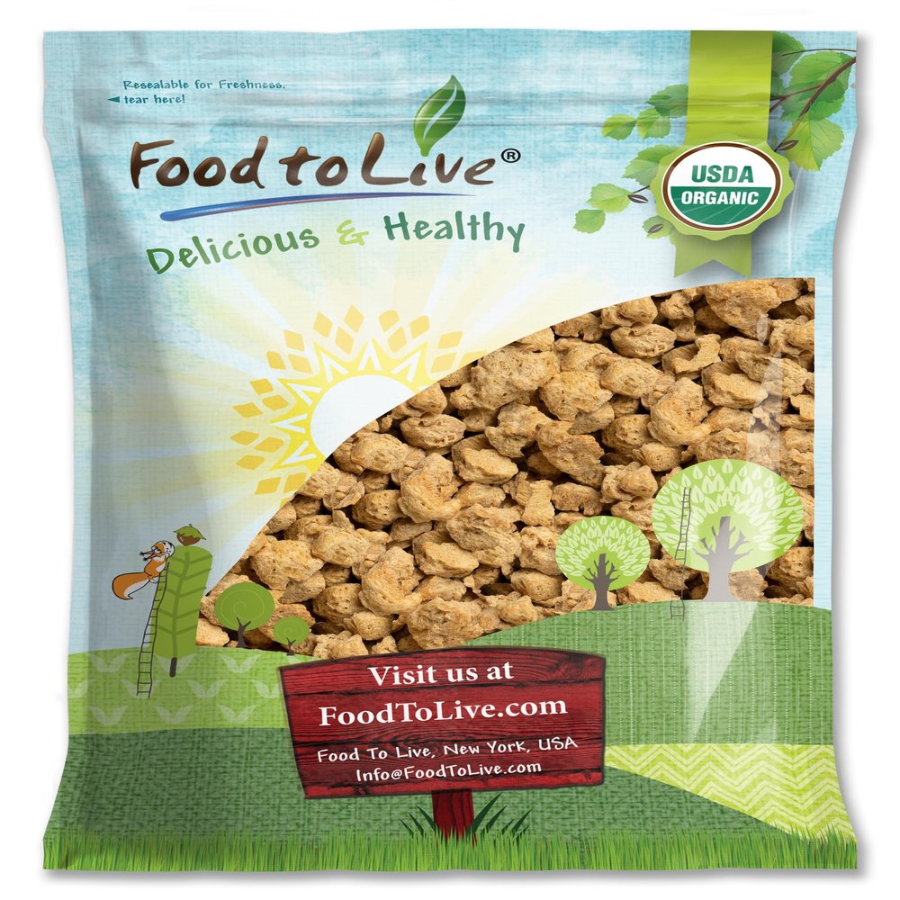 Food to Live Organic Soy Chunks 3 Pounds, Unsalted Nuggets, High Protein. Plant-Based. Meat Alternate Substitute. Non-GMO. Vegan, Kosher, Bulk
