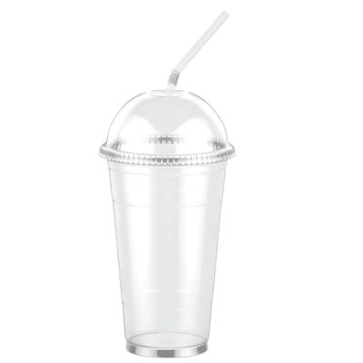 VeZee 24oz Clear PET Plastic Cups with Dome Lid & Straw: 500 Sets