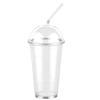 VeZee 24oz Clear PET Plastic Cups with Dome Lid & Straw: 500 Sets view 1