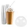 VeZee 24oz Clear PET Plastic Cups with Dome Lid & Straw: 500 Sets view 4