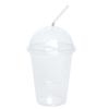 VeZee 12oz Clear PET Plastic Cups with Dome Lid & Straw: 50 Sets view 1