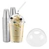 VeZee 12oz Clear PET Plastic Cups with Dome Lid & Straw: 50 Sets view 4