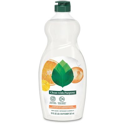 Liquid Dish Soap 1 Pack, 19 oz, Clementine Zest & Lemongrass Scent, Cuts Grease, Gentle on Hands, Plant-Based Cleaning Formula for Dishes and Glassware
