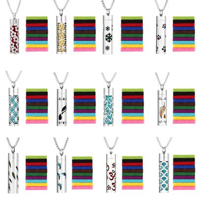 12 pcs Essential Oil Necklace, Alloy Aromatherapy Diffuser Necklace, Aromatherapy Pendant