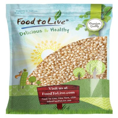 Food to Live Organic White Popcorn Kernels, 12 Pounds Hulless Uncooked Whole Corn Ideal for Popping. USA Grown, USDA Certified. Non-GMO, Vegan, Kosher, Bul