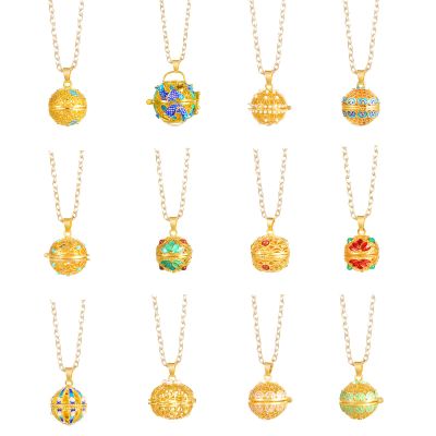 12pcs Ucubwfu Essential Oil Aromatherapy Ball Necklace, Alloy Aromatherapy Diffuser Necklace