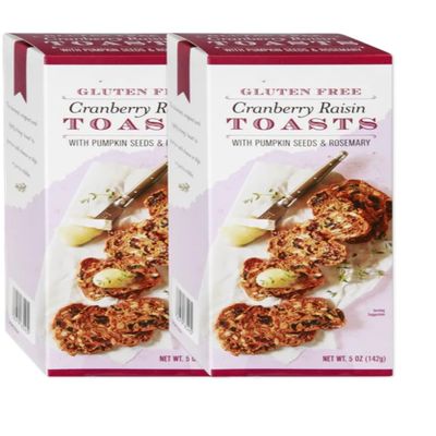 Cranberry Raisin Toasts with Pumpkin Seeds and Rosemary Gluten Free Snacks 5oz Pack of 2