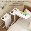 Portable Rolling Desk, Mobile Small Standing Desk, Overbed Table with Swivel Hidden Wheels Adjustable Height, Computer Cart for Hospital and Home Use(Brown) view 2