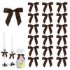 50 PCS Brown Twist Tie Bows 2.5" Satin Ribbon Bows Decor for Gift Wrapping Craft Treat Bags Cake Pop Basket, Wedding Baby Shower Birthday Party Favors view 1