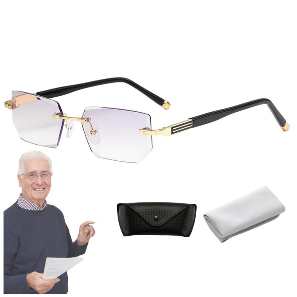 Precision Vision Aid Glasses,The Glasses That Change Everything (Gold,+400)