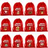 12 Pack Christmas Drawstring Gift Bags 8x12in Santa Sack, Red/Green Holiday Bags for Family Traditions, Personalized Gifts bag view 1