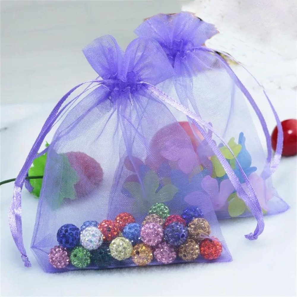 10Pcs Organza Jewelry Packaging Bag Wedding Party Goodie Packing Favors Pouches Drawable Bags