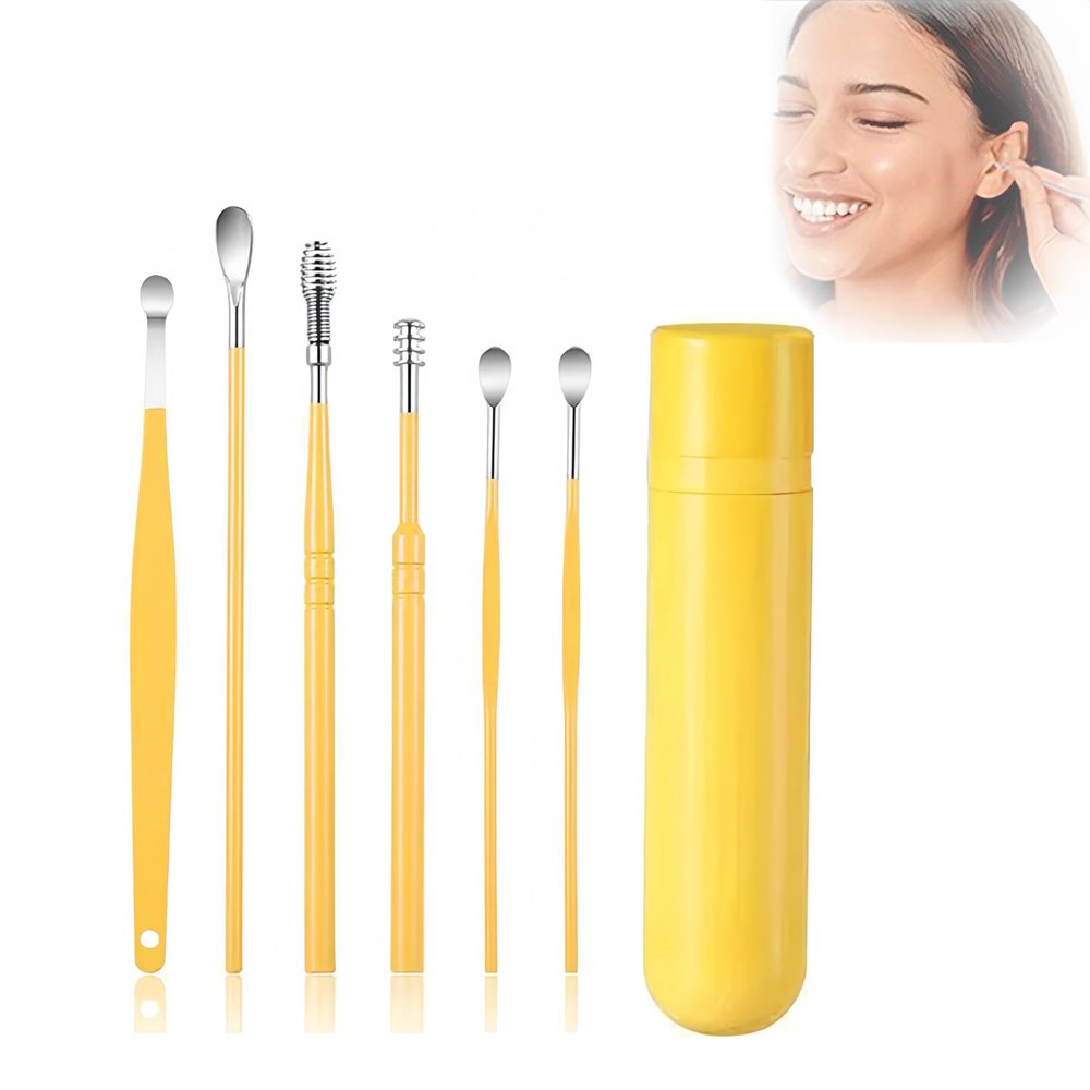 2025 New Earwax Cleaner Tool Set, Stainless Steel Spiral Ear Cleaning Kit with 6PCS Spring Ear Wax Removal Tools, Portable Manual Ear Cleaner Pick Set with Storage Box for Men and Women