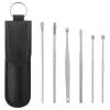 2025 New Earwax Cleaner Tool Set, Stainless Steel 6PCS Spring and Spiral Ear Cleaning Kit with Portable PU Leather Case, Manual Ear Pick Ear Wax Cleaning Tools with Massage Design for Men and Women view 1