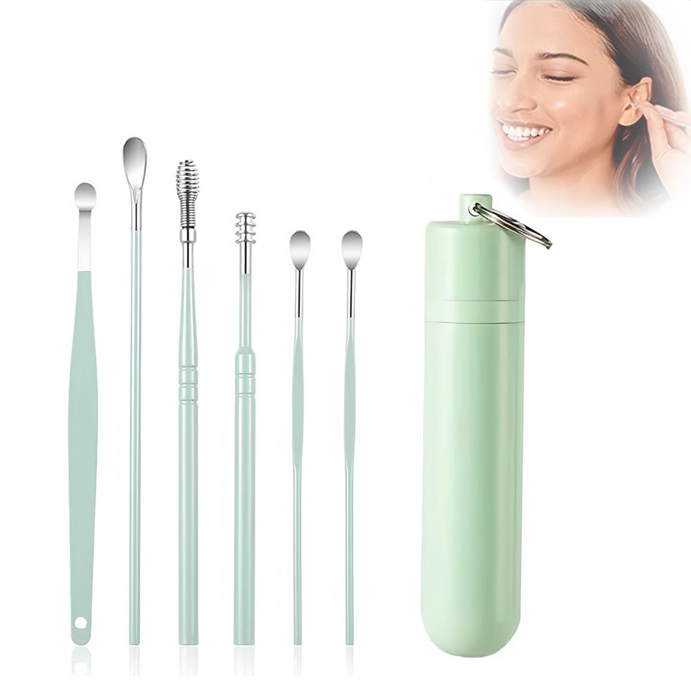 2025 New Earwax Cleaner Tool Set, Stainless Steel Spiral Ear Cleaning Kit with 6PCS Spring Ear Wax Removal Tools, Portable Manual Ear Cleaner Pick Set with Storage Box for Men and Women