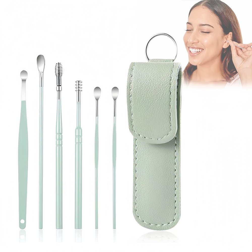 2025 New Earwax Cleaner Tool Set, Stainless Steel Spiral Ear Cleaning Kit with 6PCS Spring Ear Wax Removal Tools, Portable Manual Ear Cleaner Pick Set with Storage Box for Men and Women