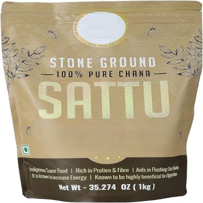Sattu Powder | Gluten Free Roasted Black Chana Flour | 100% Natural & Gluten Free Chana Sattu l Atta with High Fiber | Sattu Drink Powder 1Kg