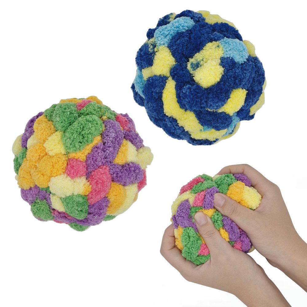 2PC Fidget Balls for Alzheimer's Dementia Patients to Treat and Relieve Anxiety,Autism Special Needs, Stretch and Squeeze Skin Pickers, ADHD, OCD (Rainbow Candy & Yellow-Blue Colors)