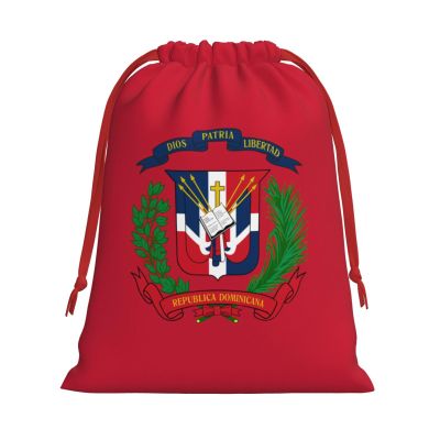 AHUNARLOP Coat of arms of the Dominican Republic Christmas Gift Bags, Santa Wrapping Bags, Xmas Presents Bag With Drawstring, Holiday Party Favors Birthday & Christmas Gift (Large Medium Small)