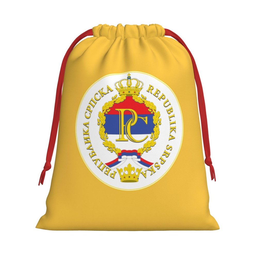 AHUNARLOP Seal of The Republika Srpska Christmas Gift Bags, Santa Wrapping Bags, Xmas Presents Bag With Drawstring, Holiday Party Favors Birthday & Christmas Gift (Large Medium Small)