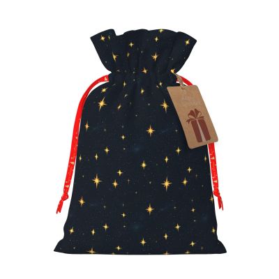 Flash Star Sky Print Gift Bags, Reusable Drawstring Christmas Gift Bags with Gifts Tag for Birthday Xmas Holiday Party Supplies, Christmas Decorations