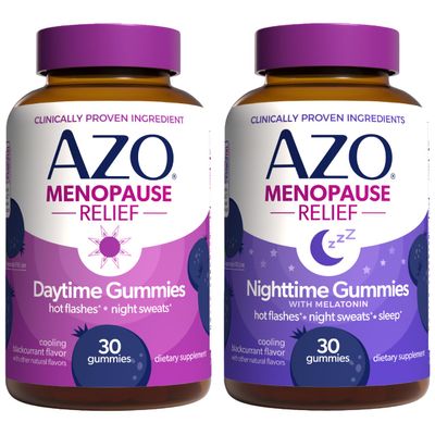 AZO Menopause Relief Gummies Daytime & Nighttime Bundle (60 Ct) EstrogenFree Support for Hot Flashes, Night Sweats & Better Sleep, Menopause Symptom Relief for Day and Night*