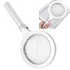 10X Handheld Magnifying Glass, 12 LED Illuminated Lighted Magnifier for Reading, 5X 10X Magnifying Lens with Ergonomic Handle, Silver White Magnifier for Low view 2