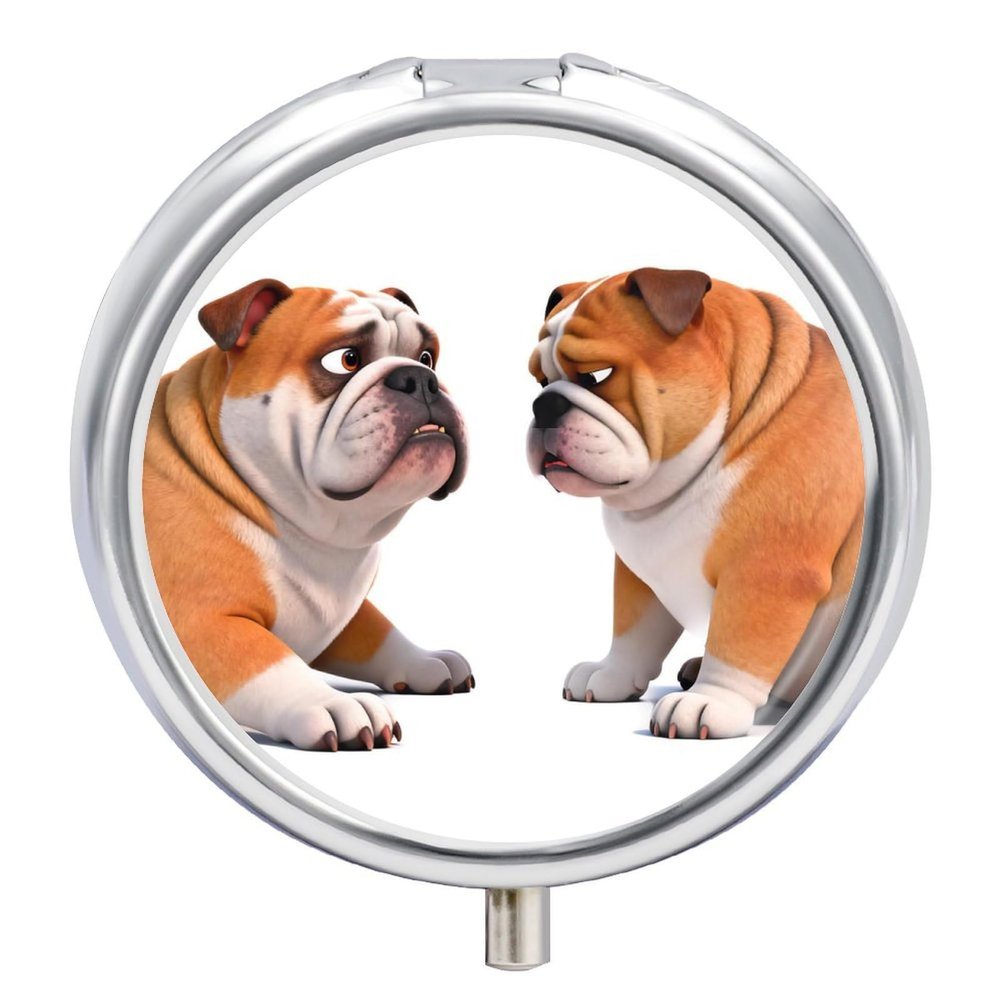 Small Pill Case Hesitant Bulldog 3 Compartments Portable Pill Container