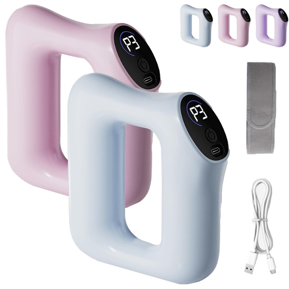 Yoga Ring Massager, Multifunctional Portable Full-Body Electric Fascia Ring, with Adjustable 3 Modes & 5 Levels of Intensity Massage for Fat Burning and Shaping(Pink+Blue)