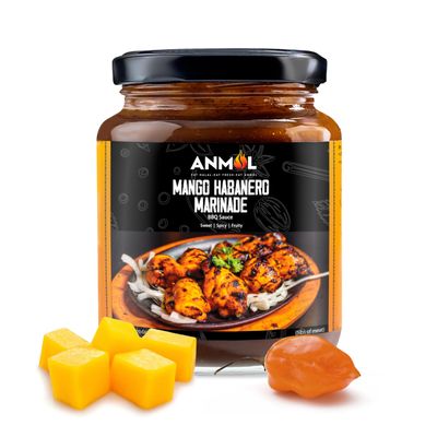 Anmol Mango Habanero Marinade BBQ Sauce Sweet, Spicy & Fruity Ideal for Grilling, Roasting, & Pan-Searing No Artificial Additives (10.40 OZ, 300g)