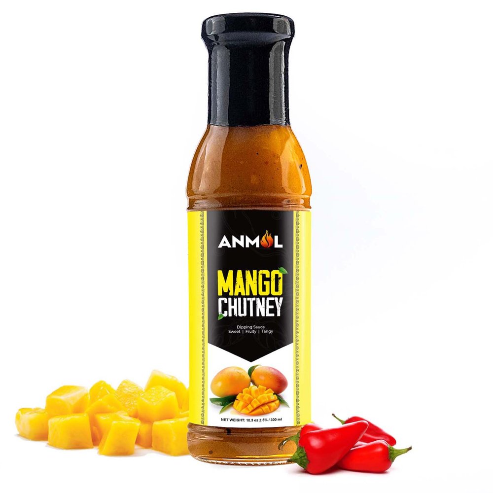 ANMOL Mango Chutney - Glass Bottle - Sweet, Tangy, and Fruity Mango Sauce for Dips, Sandwiches, Salads & More - Vegan & Gluten-Free (300g, 10.40oz)