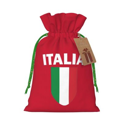 AMZJHGWEU Italian Flag Italy Love Italia Christmas Gift Bags, Santa Wrapping Bags, With Drawstring And Tags Reusable, Xmas Presents Bag, Holiday Party Favors, Birthday & Christmas Gift