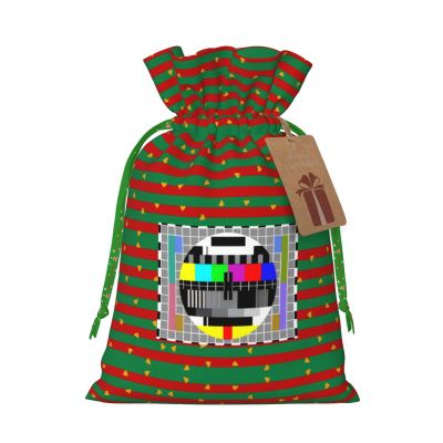 Smpte Standard Definition Television Color Bars Christmas Gift Bags, Santa Wrapping Bags, With Drawstring And Tags Reusable, Xmas Presents Bag, Holiday Party Favors, Birthday & Christmas Gift
