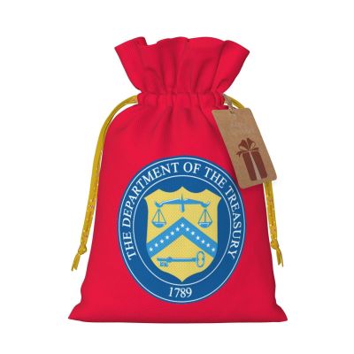 Seal of The United States Department of The Treasury Christmas Gift Bags, Santa Wrapping Bags, With Drawstring And Tags Reusable, Xmas Presents Bag, Holiday Party Favors, Birthday & Christmas Gift