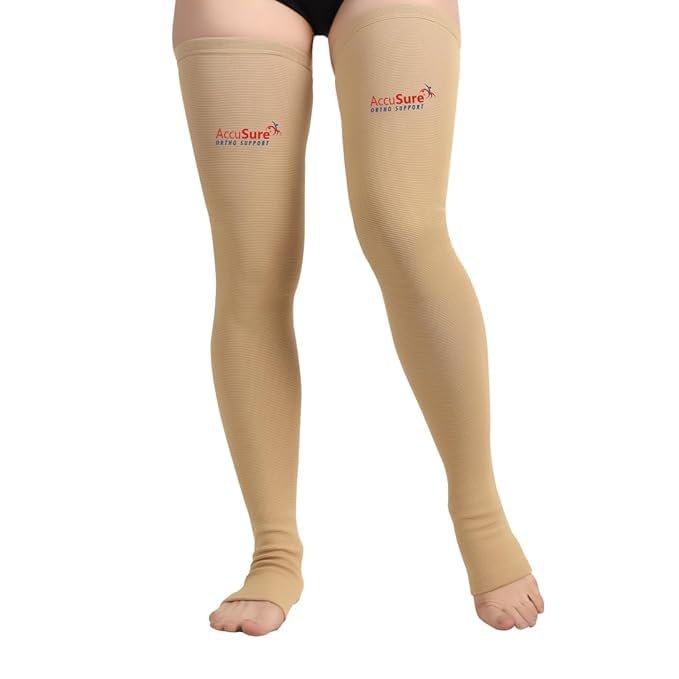 Ac-cuS/ure Medical Compression Varicose Vein Stockings (Anatomical Shape,Easy to use, Non Slippagen, Durable)-Thigh Length for Varicose Veins Can Be Used By Men & Women