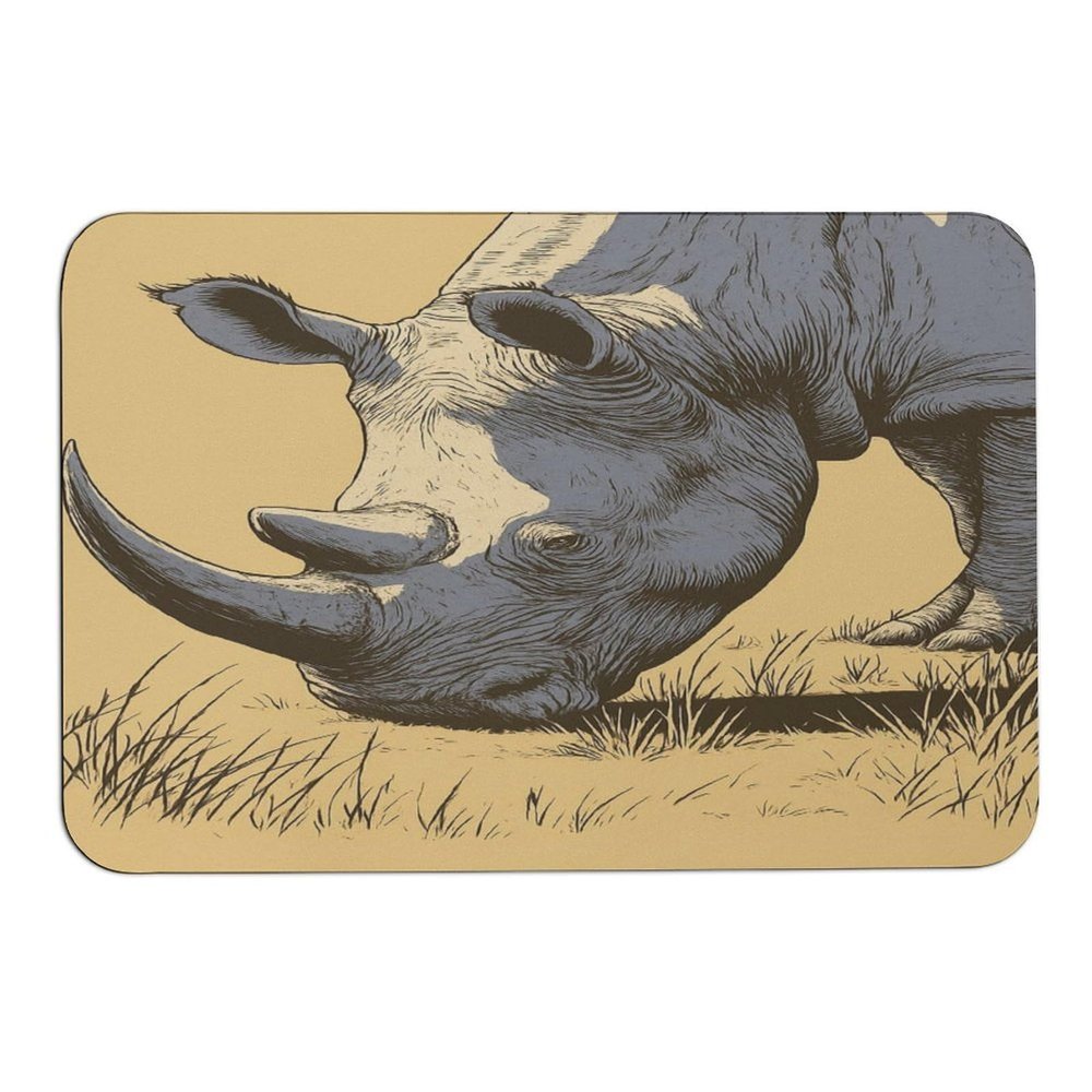 DUMIERTKL Rhino Grazing Bath Mat Bathroom Rug Diatom Mud Mat for Indoor Outdoor Shower 15.7"x23.6"