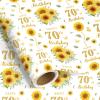 Pineraap 70th Birthday Wrapping Paper Roll with Sunflower Design 70th Gift Wrap Paper for Birthday, Women, Man, Party, Holiday, 17 Inch x 16.4 Feet view 1