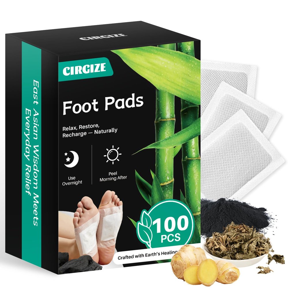 CIRGIZE 100-Count Foot Pads, Bamboo Vinegar & Ginger Foot Pads for Sleep Support, Stress & Fatigue Relief | Natural Foot Spa for Daily Wellness | Self-Care Gift for Family & Loved Ones