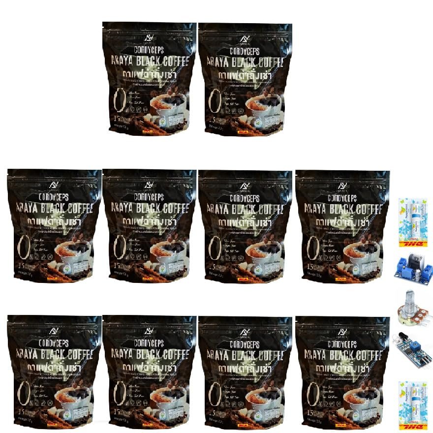 15 Sachets/Pack Arabica Intense Good Shape ArayaBlack Coffee Instant Mix Powder Snack 22 in 1 Much Mellow Delicious Set 10 C929 By Thaigiftshop [Get Free Tomato Facial Mask]