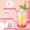 VZZNN 100 Pack 16 oz Pink Clear Plastic Cups, Disposable Cold Drink Party Cups for Iced Coffee, Smoothie, Juice, Wine, Cocktail, Rounded Bottom Plastic Glasses for Wedding, Birthday, Holiday, Meeting view 3