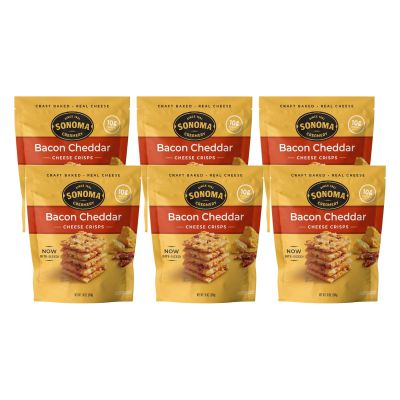 Sonoma Creamery Cheese Crisps, Bacon Cheddar, Savory Snack Cracker, High Protein, Low Carb, Gluten Free, Wheat Free, 10 Oz (Pack of 6)