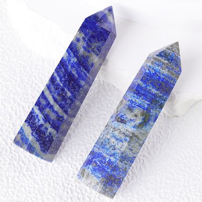 10pcs Large Lapis Lazuli Crystal Point, 6 Faceted Hexagonal Prism Crystal Tower 2.76-3.9in, Natural Crystals and Healing Stones for Energy Healing, Meditation, Home Decor
