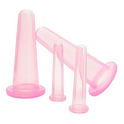 Zhuluck 4Pcs Massage Cupping Set Silicone Mini Facial Cups Face Massager Helper Skin Care Neck Back Eyes Massaging Cup Safe to Use, Don't Worry About Burns Health Care Products (Pink)