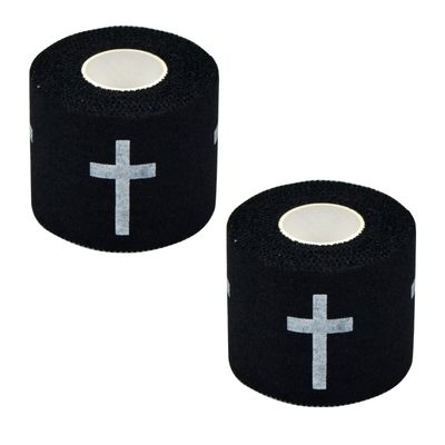 2 Pcs Christian Athletic Sports Tape 2in x 23ft Cotton Zinc Oxide White Cross Wrist & Ankle Tape for Tennis, Baseball,Football, BoxingJesus Gift for Men & Women (2Pcs-Whitecross)